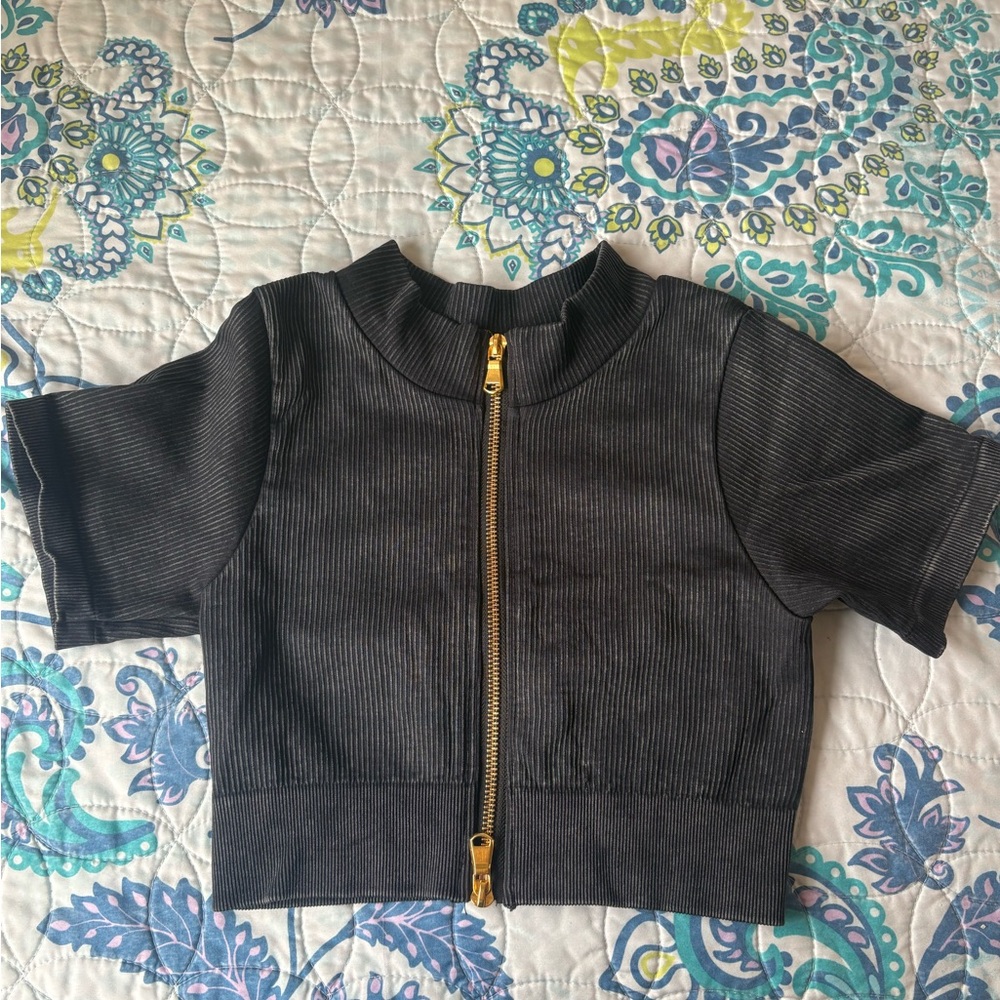 Kids Black Jacket with Gold Zipper